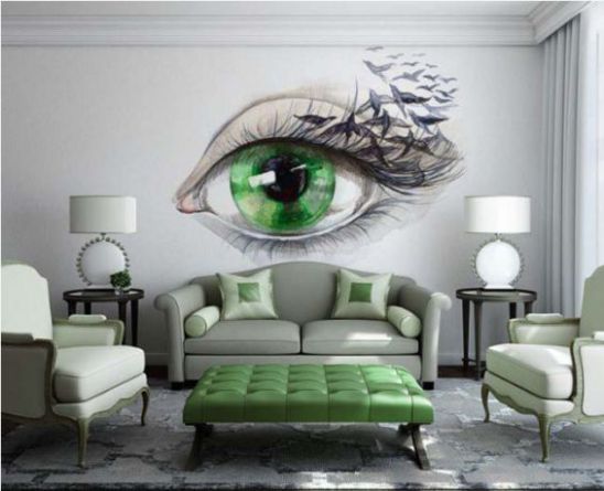 Tạo điểm nhấn ấn tượng cho mẫu phòng khách với tranh dán tường