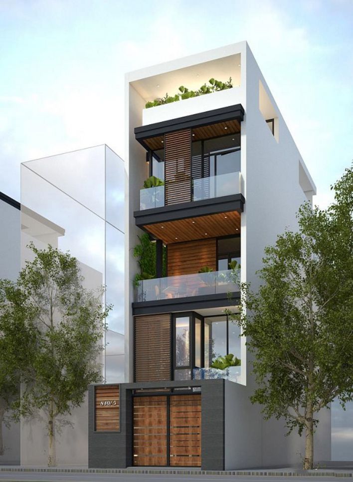 Những mẫu nhà phố 4 tầng 1 tum với không gian xanh mát